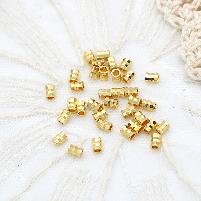 Wholesale Copper Plated 18K Gold 4mm Three Section Spacer Batch Flower Scattered Beads, 10 Pieces Per Package